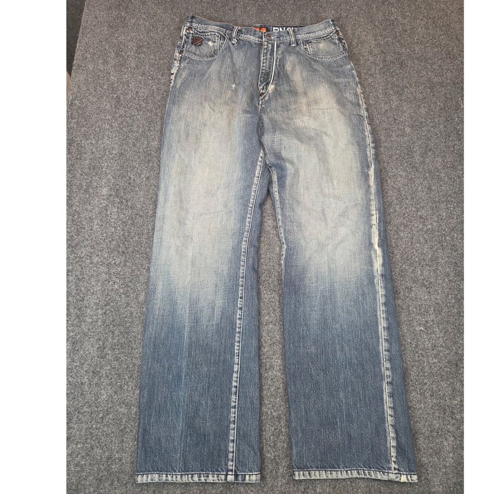 Akademiks Baggy Jeans Mens 36x34 Blue Loose Straight Leg Y2K Hip Hop Denim